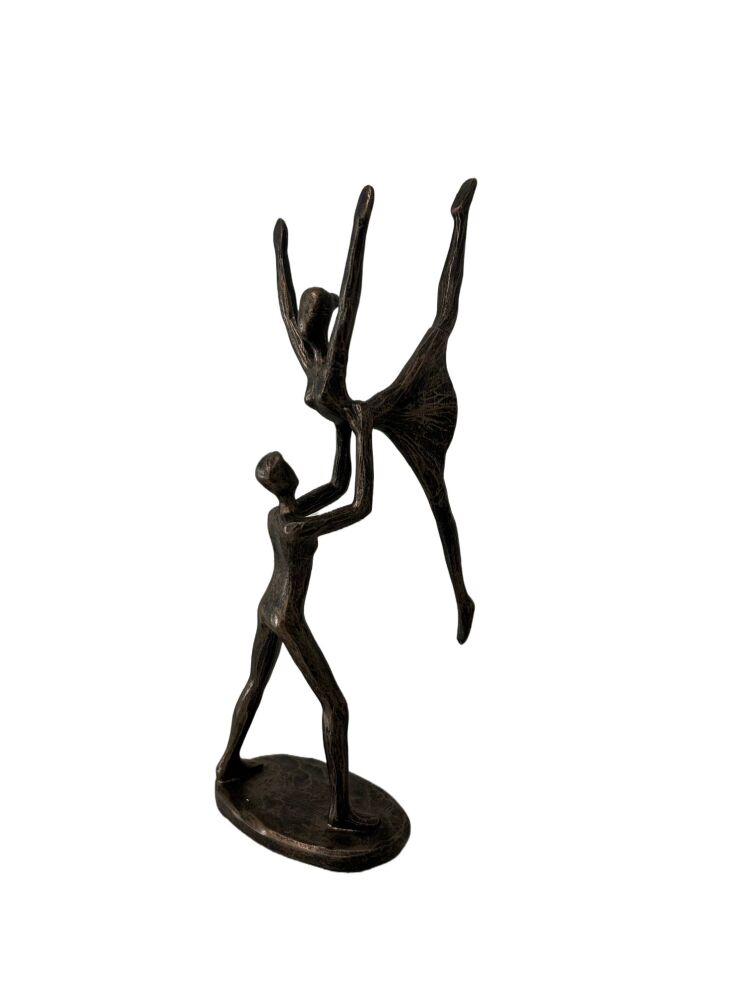 Dance lift Sculpture male dancer hoists his female partner Poly-resin ornam