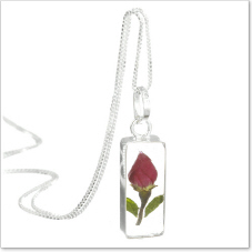 real rosebud pendant