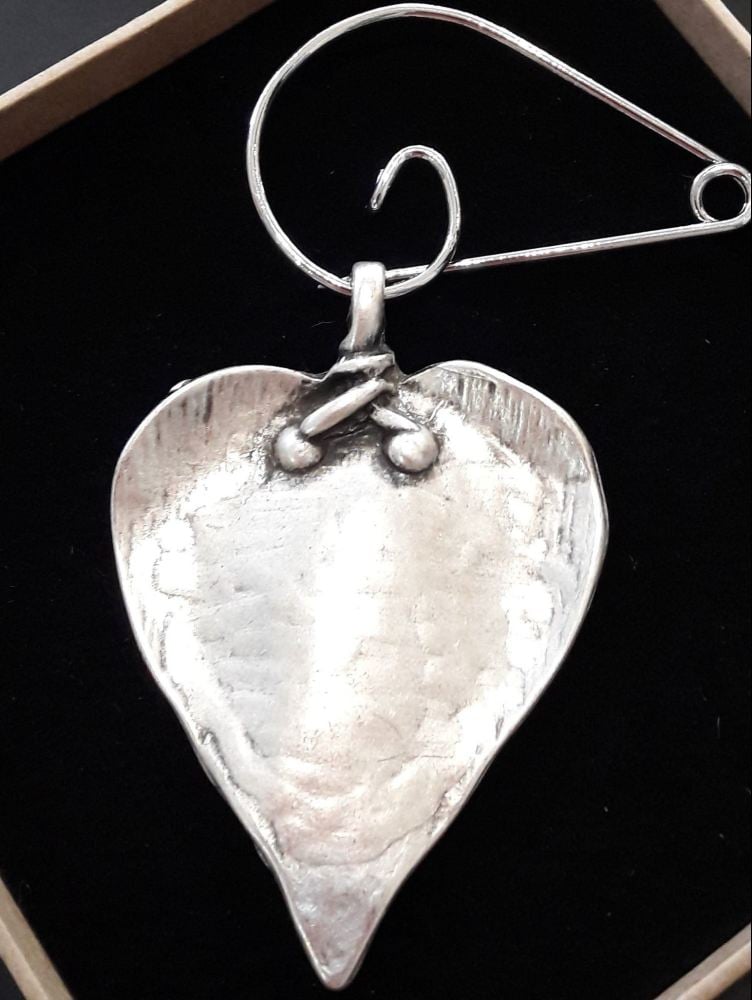 Funky silver plated heart brooch