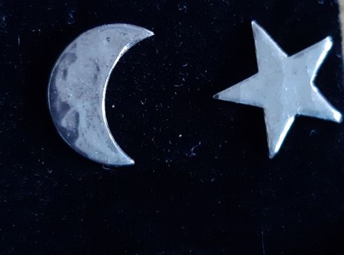 Silver moon and star stud earrings