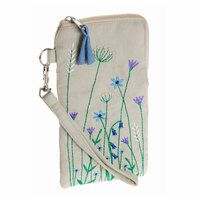 Embroidered glasses case with meadow design