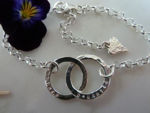 Silver Mother and Daughter bracelet