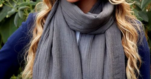 Luxury silk and wool Grey Fairtrade scarf 