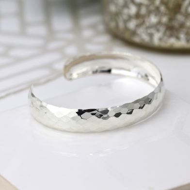 Sterling silver hammered bangle