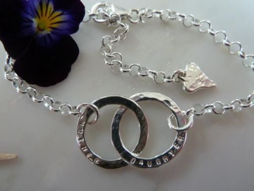 Silver Mother and Son bracelet