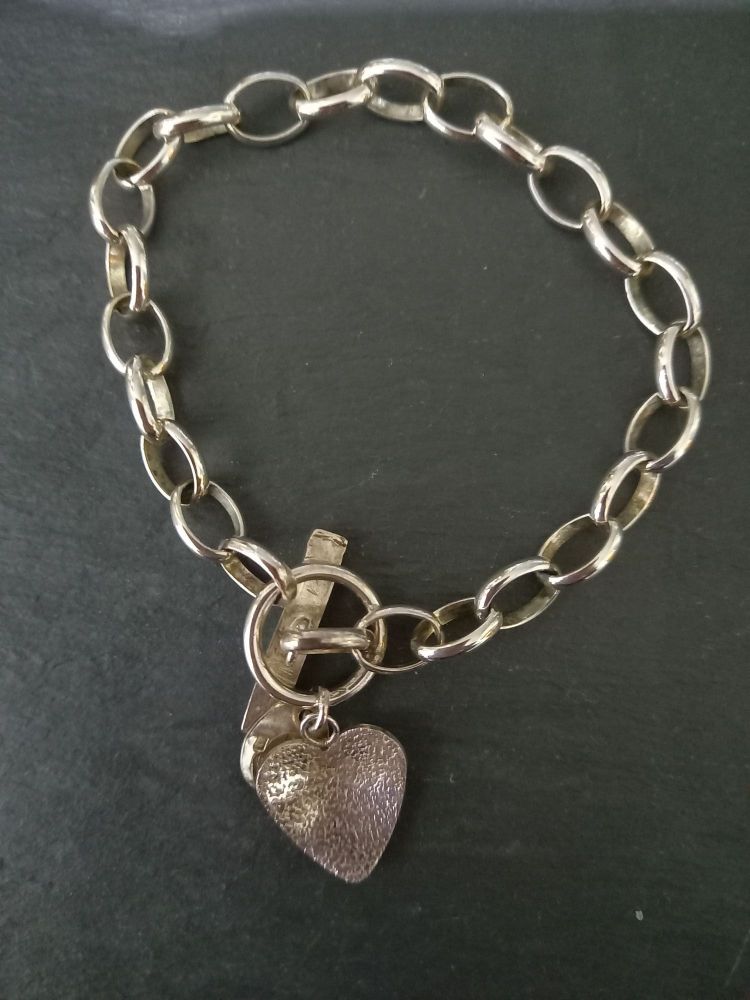 Solid silver heart bracelet