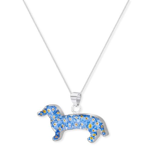 Forget me not dachshund pendant
