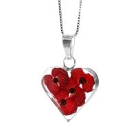 Small heart poppy pendant