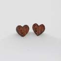 Natural wood heart stud earrings