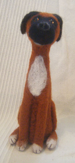 boxer needlefelted dog portrait