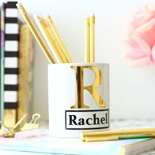 Personalised Ceramic Pot - Gold monogram