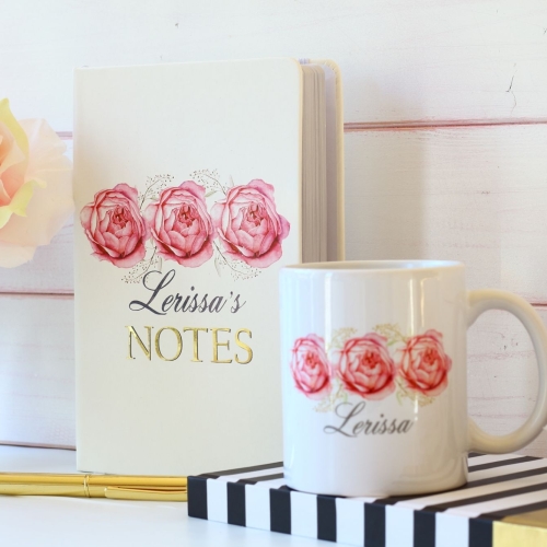 Personalised Notebook - Pink Peony