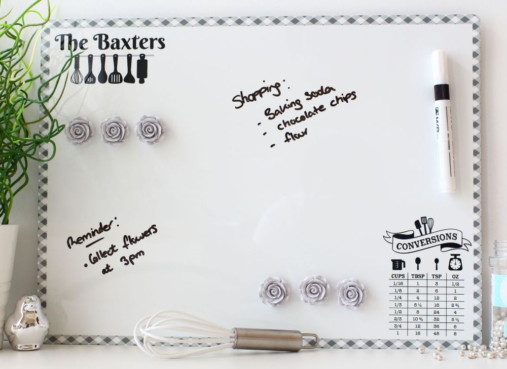 Personalised dry erase magnetic notice board - Serenity (D3)