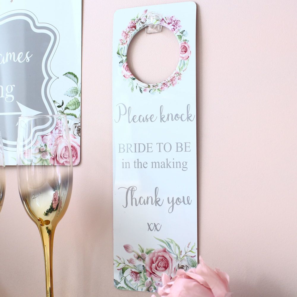 Delicate Florals Please Knock Door Sign Wedding Honeymoon Bride