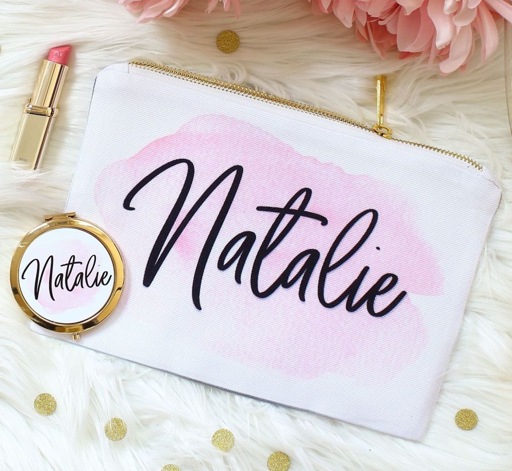 <!-- 073--> Makeup bag - Pink & Gold