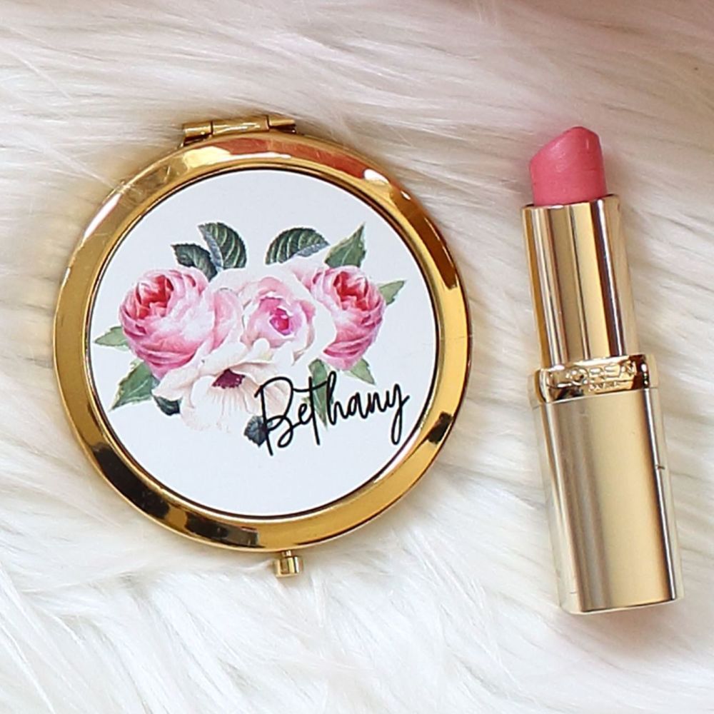 <!-- 081 --> Gold Compact mirrors - Rose Garden