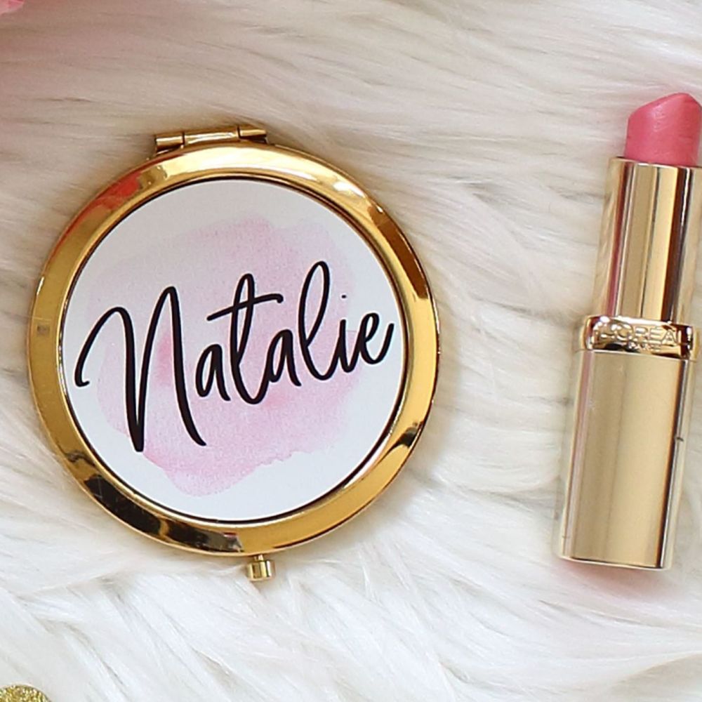 <!-- 081 --> Gold Compact mirrors - Pink & Gold