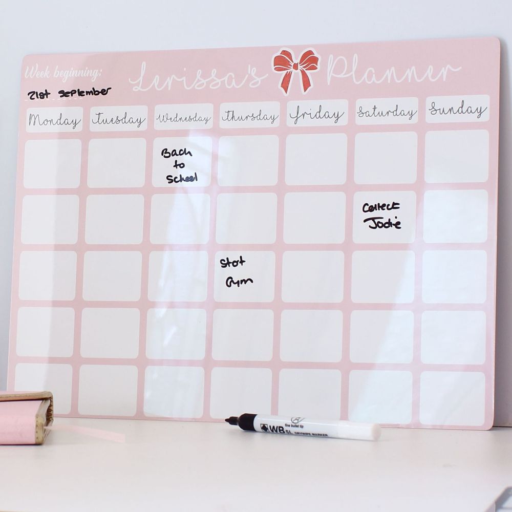 <!-- 005 -->Personalised weekly dry erase planner - E15