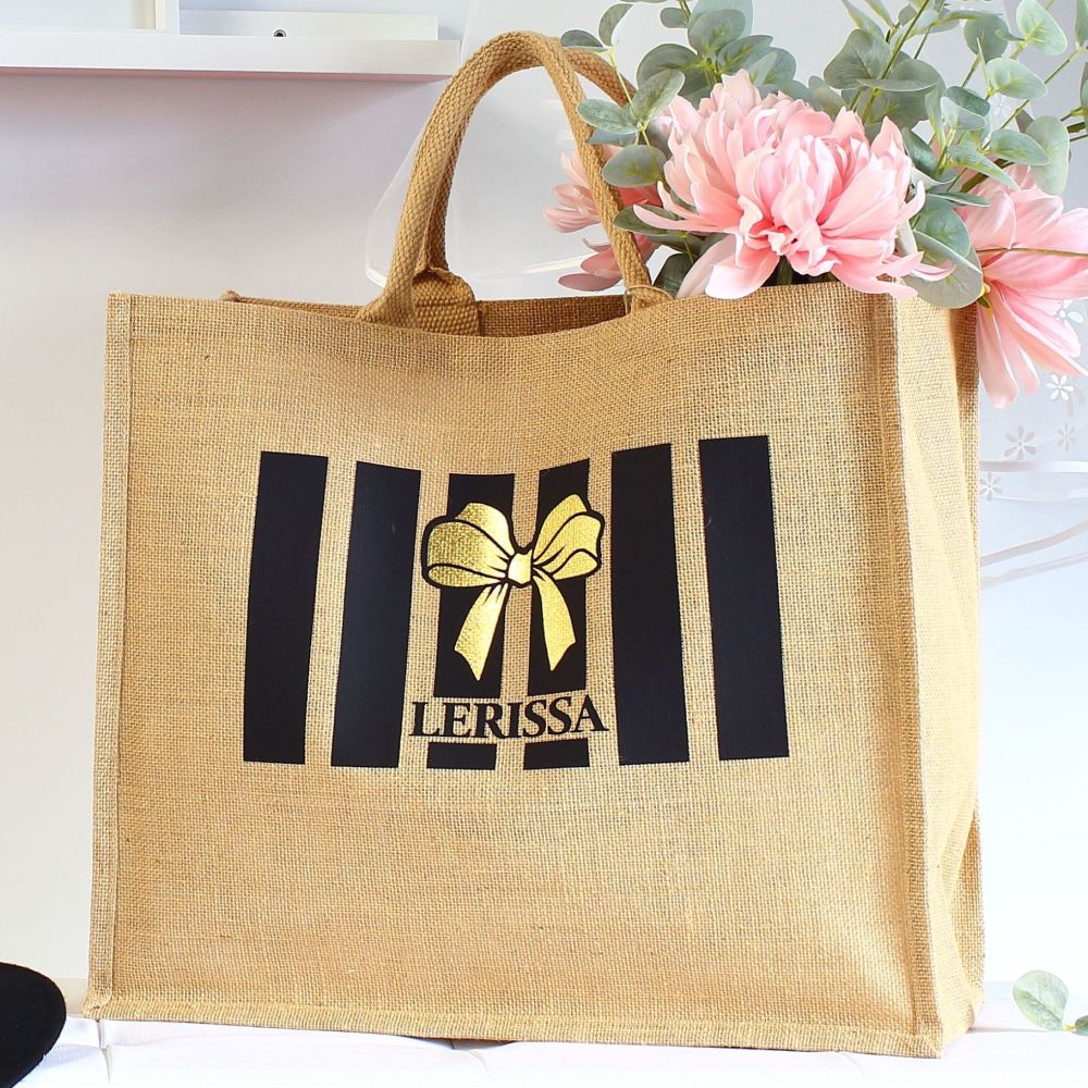 <!-- 078--> Jumbo Jute Shopper - Stripes