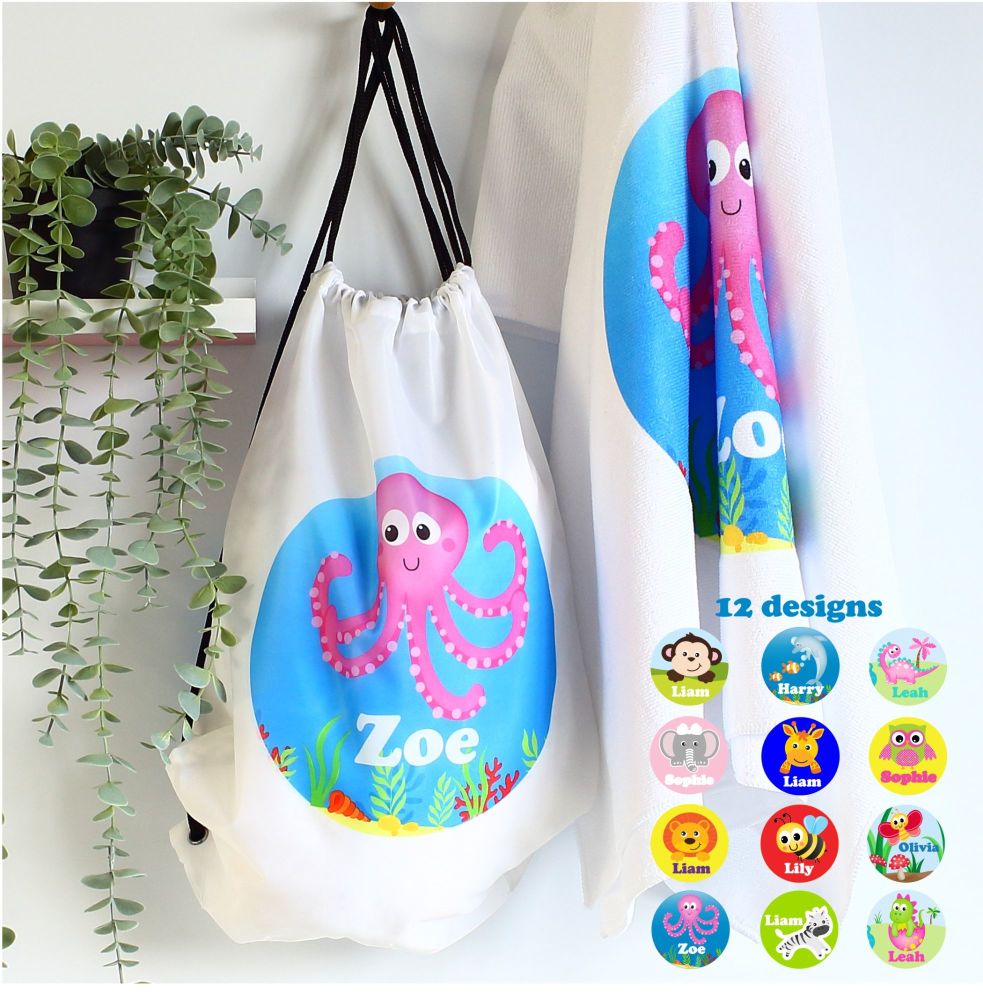 Personalised towel & bag - Creatures