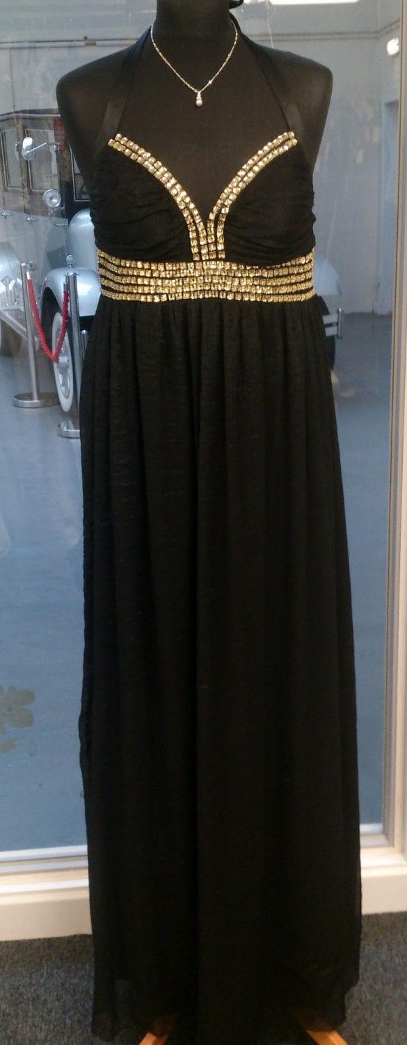 GoDiva Black Evening Halter Maxi Dress - Sixe 12