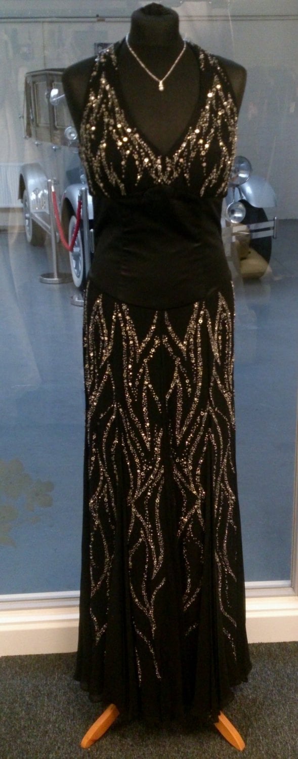 Stunning Black Halter Full Length Dress - Size 12 - Dynasty