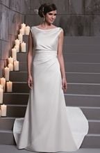 New D'Zage Ivory Satin Sheath Wedding Gown
