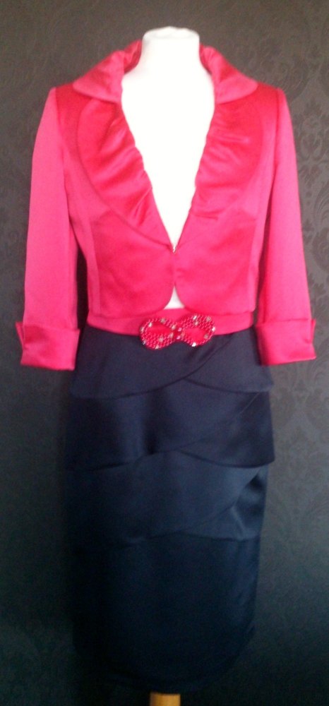 NEW NassC Navy/Cream & Cerise Dress & Jacket