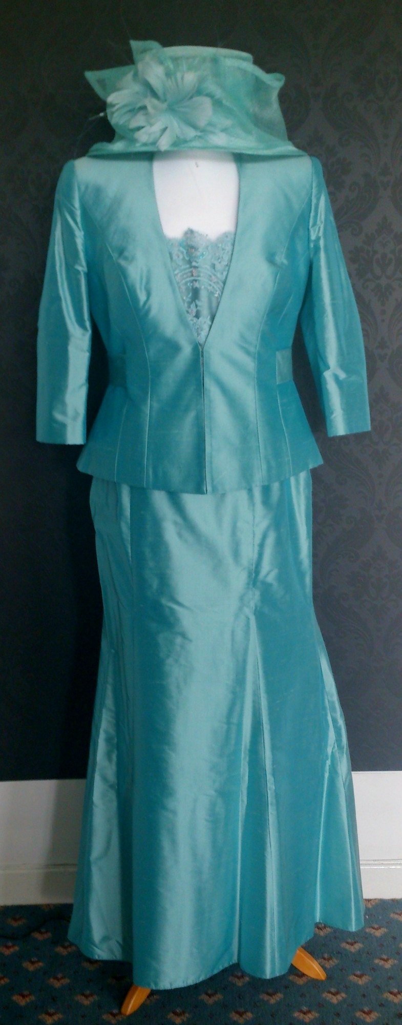 NEW John Charles Aqua 3 Piece Mother of the Bride/Groom Suit - Size 16