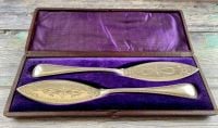Pair of Large Victorian Silver Plated Butter Servers, with  original box.