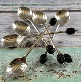Set of Six Silver Plated Bean Coffee Spoons