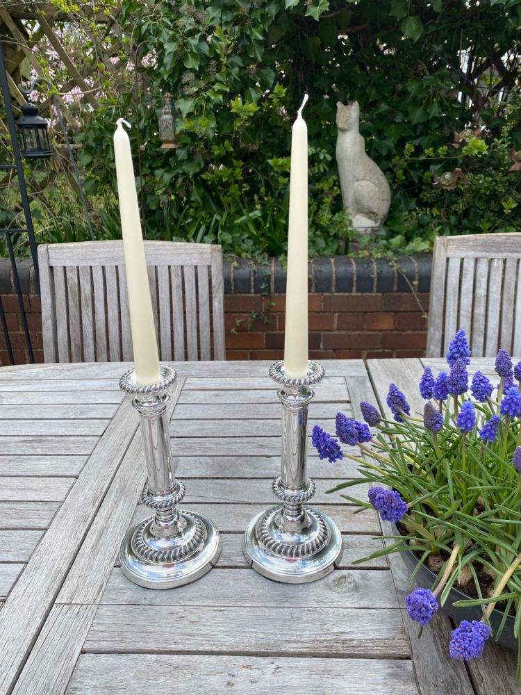 Pair of Elegant Silver Plated Candlesticks
