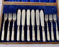 Mother of Pearl & Silver Plated Fish Cutlery Set for Six