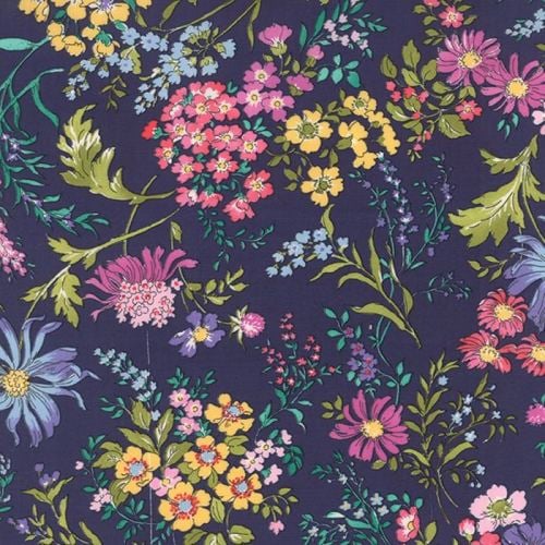 Moda Fabric - Regent Street - English Garden - Navy - Cotton Lawn