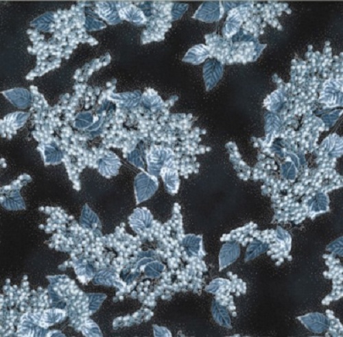 Hoffman Fabric - Still of the Night - Leaves & Berries - Midnight/Silver - 