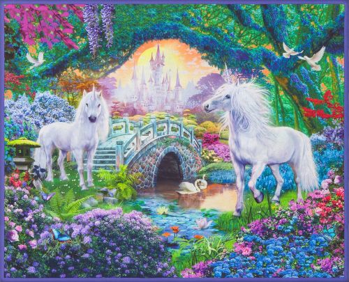 Robert Kaufman Fabric - Sweet Unicorn Digital Panel - 100% Cotton