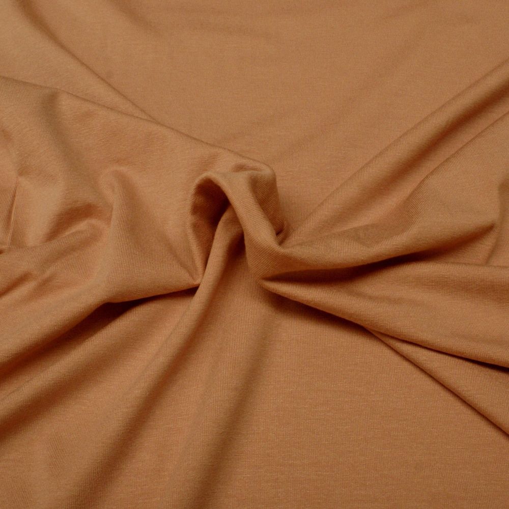 Viscose Stretch Jersey Knit Fabric - Plain Peach - 95% Viscose, 5% Lycra - Half Metre