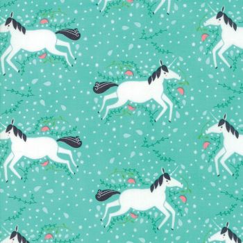 Moda Fabric - Enchanted - Unicorns Galore - Green - 100% Cotton 