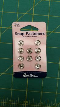 Haberdashery - Hemline Sew In Snap Fasteners - 11mm, 10 sets