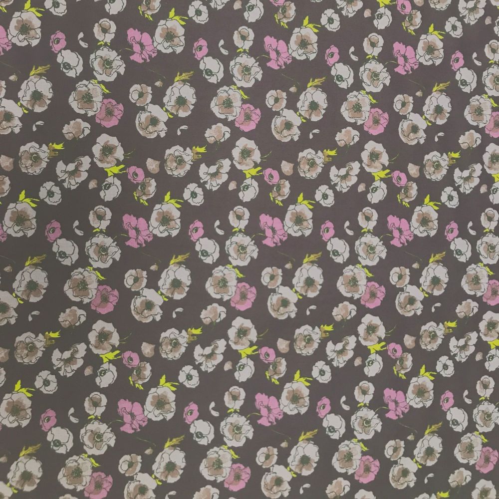 Wide Cotton Poplin Fabric - 145cm wide - Purple Floral - 100% Cotton - Half Metre