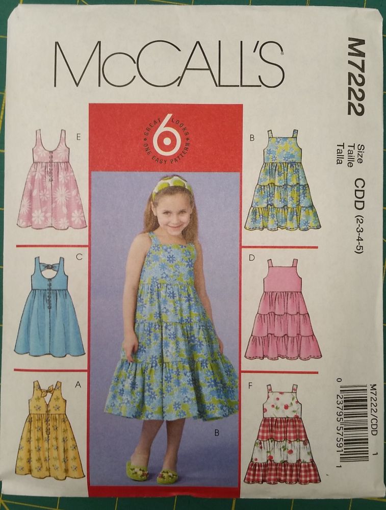 McCalls Pattern - M7222 - Girls Dresses - Age 2-5