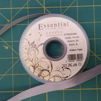 Essential Trimmings - 14mm Cotton Tape - Grey - per metre
