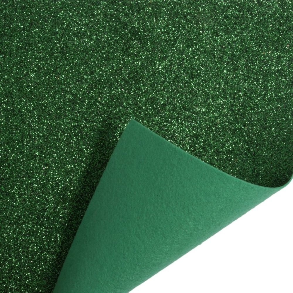 Glitter Felt Fabric Sheet - Green - 100% Polyester - x2 Sheets
