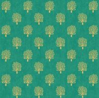 Makower Fabric - Rhapsody - Metallic Trees - Green - 100% Cotton - 1/4m+