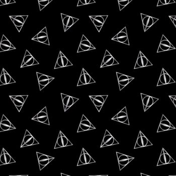 Harry Potter Fabric - Wizarding World - Deathly Hallows Logo Silver - 100% Cotton - 1/4m+