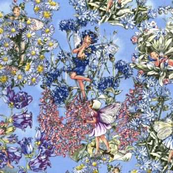 Michael Miller Fabric - Flower Fairies - Periwinkle Fairies - 100% Cotton - 1/4M+