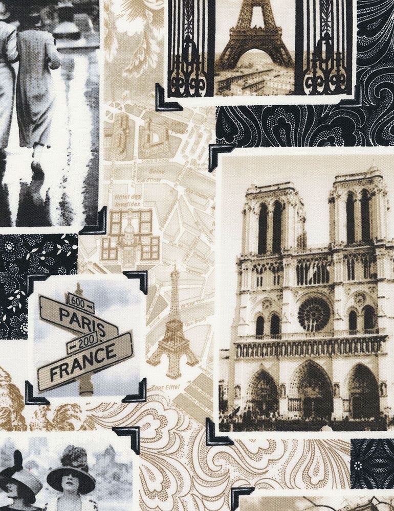 Timeless Treasures Fabric - April in Paris Patchwork - 100% Cotton - 1/4m+