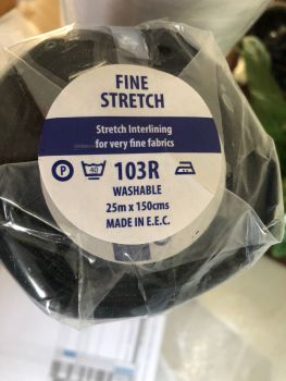 Generic 103R - Knitted bi-stretch, iron on fusible interfacing - black - metre