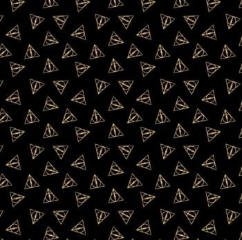 Harry Potter Fabric - Wizarding World - Deathly Hallows Logo Gold - 100% Cotton - 1/4m+