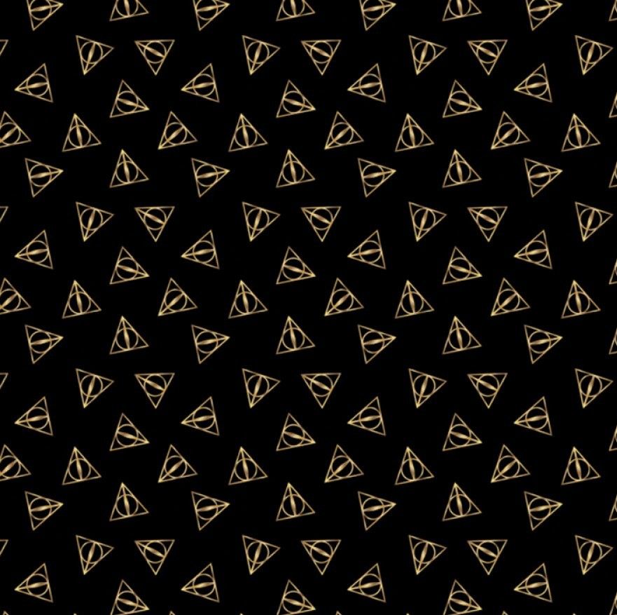 Harry Potter Fabric - Wizarding World - Deathly Hallows Logo Gold - 100% Cotton - 1/4m+